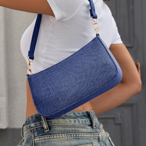 Vintage-Inspired Denim Clutch with Adjustable Straps - Ideal For Outings - Picture 5 of 7